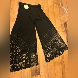 Hand made boutique Wide leg black tie die hippy pants